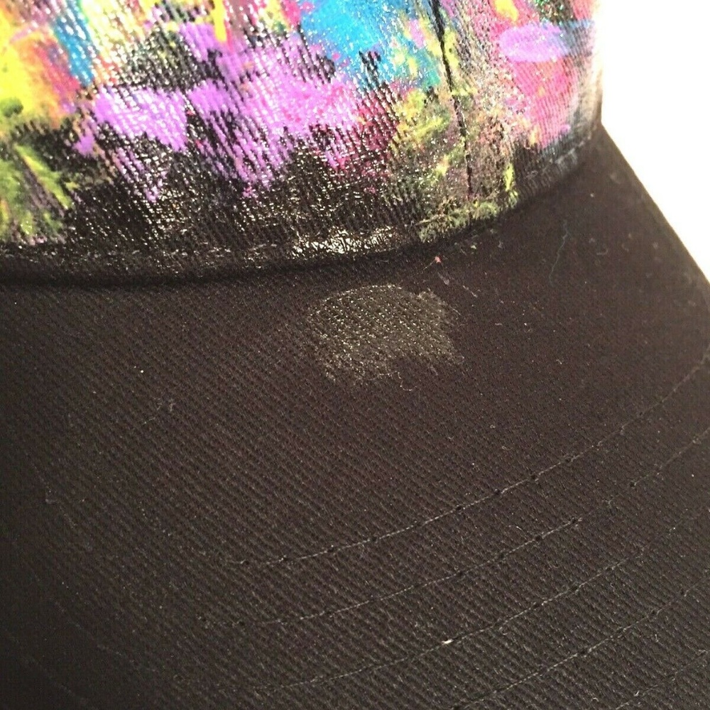 Hand Painted Hat Cap Abstract Art Neon Colors - Picture 6 of 8